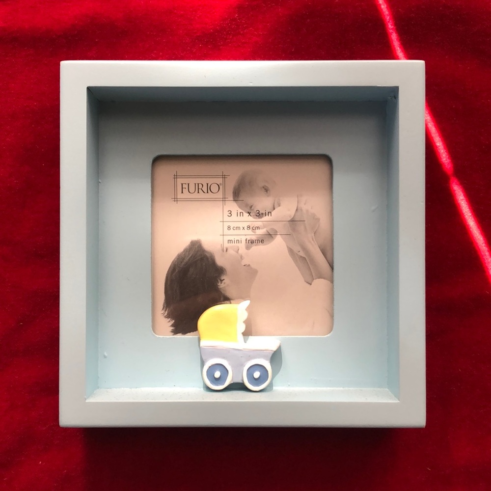 Furio 3”x3” baby blue baby buggy picture frame